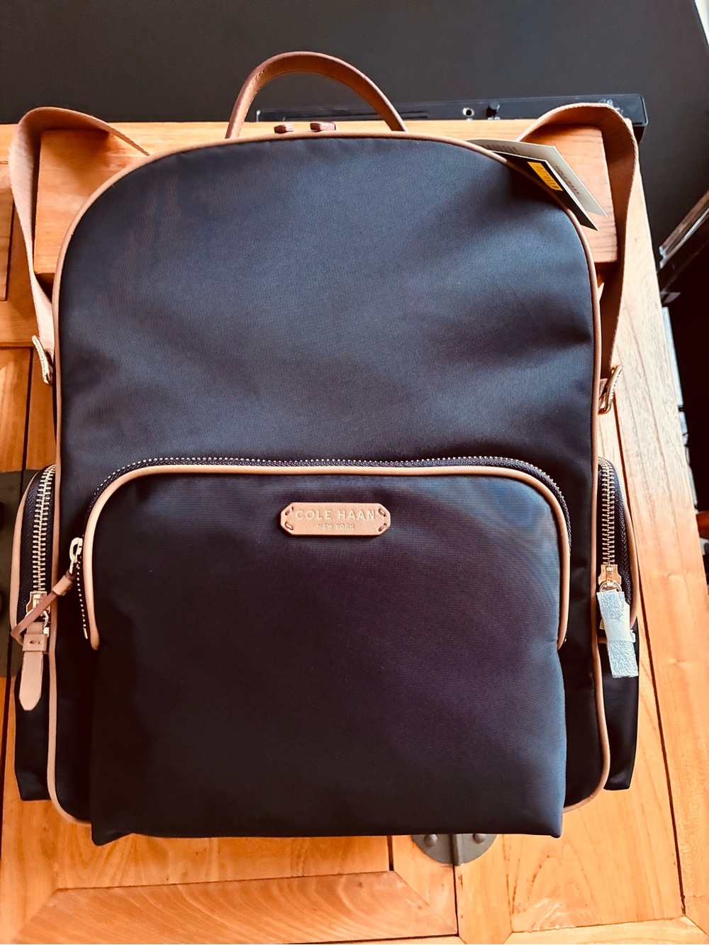 👨🏻💼Cole Haan Black Backpack with Tan Accents NWT - Picture 14 of 17